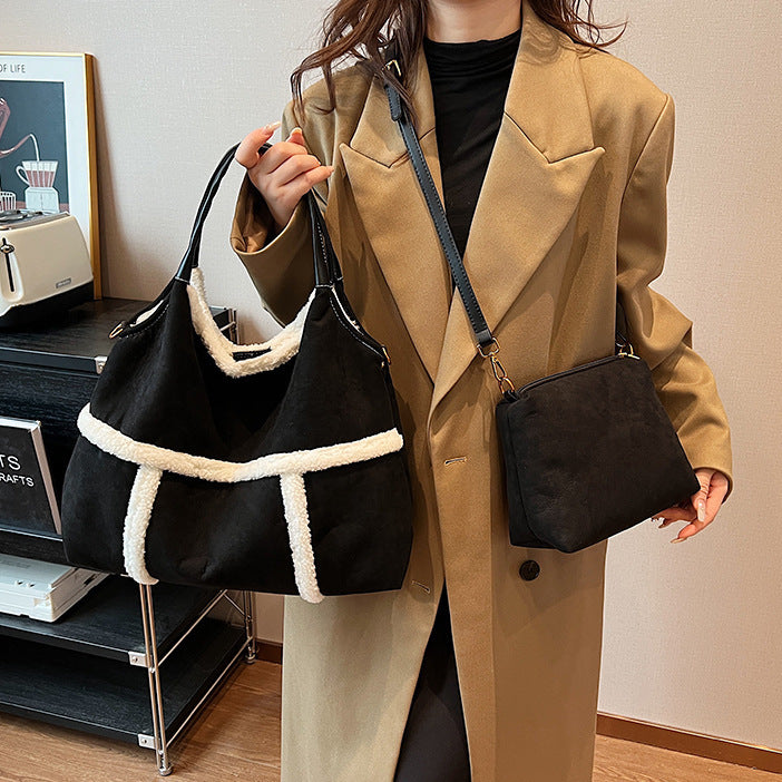 Dames Winter Shopper van Suède met Teddy Details | Langy
