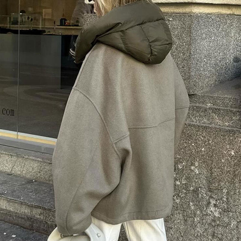 Dames Stoere Elegante Streetstyle Korte Oversized Jas met Capuchon | Baroucha