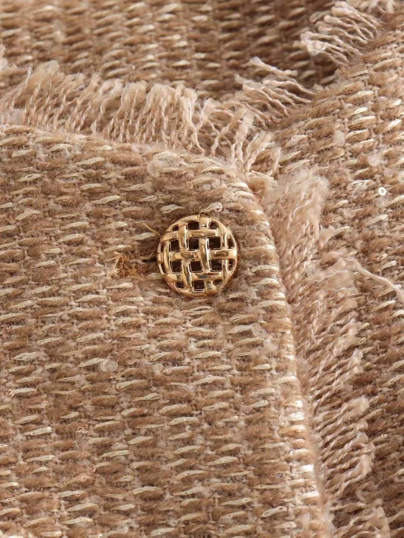 Dames Stijlvolle Trendy Parijs Style Boucle Jas met Gouden Knopen en Zakken | Balencia
