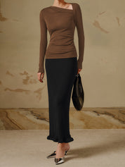 Dames Asymmetrische Top met Lange Mouwen – Elegante Shirt Top | Thyana