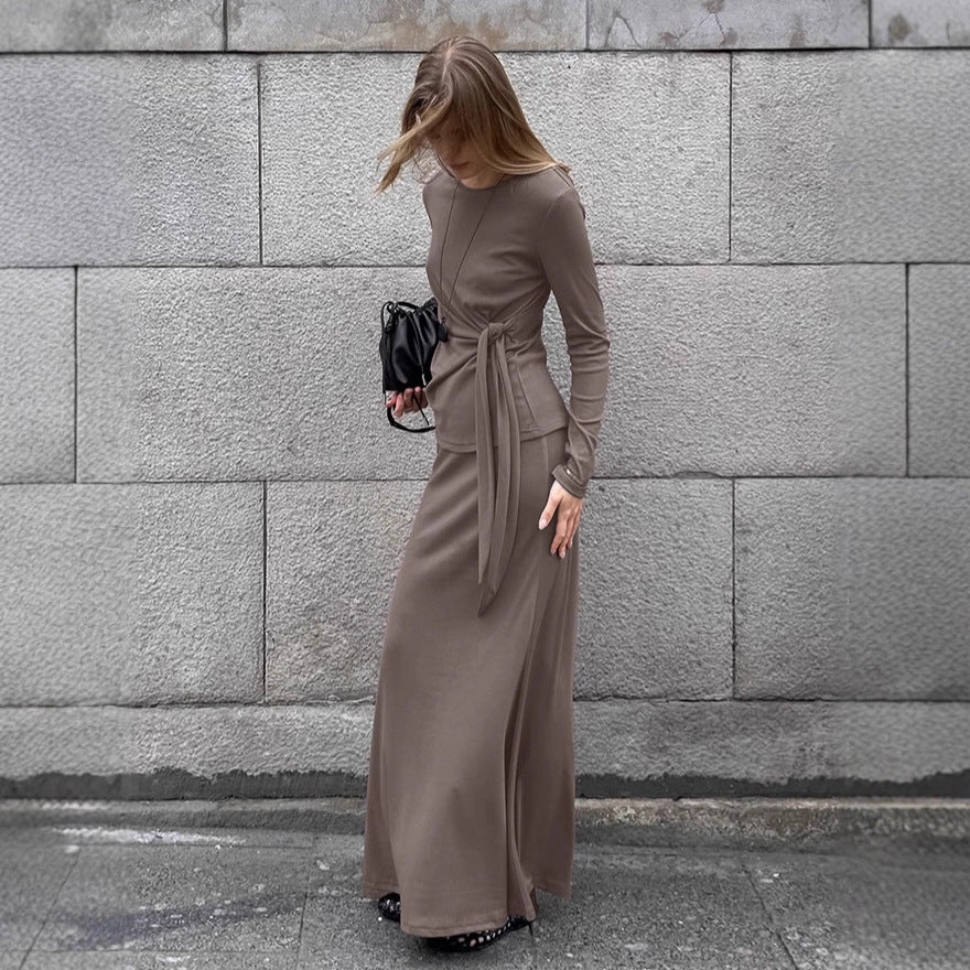 Dames Retro Elegante Tweedelige Set met Top en Lange Rok | Dancy