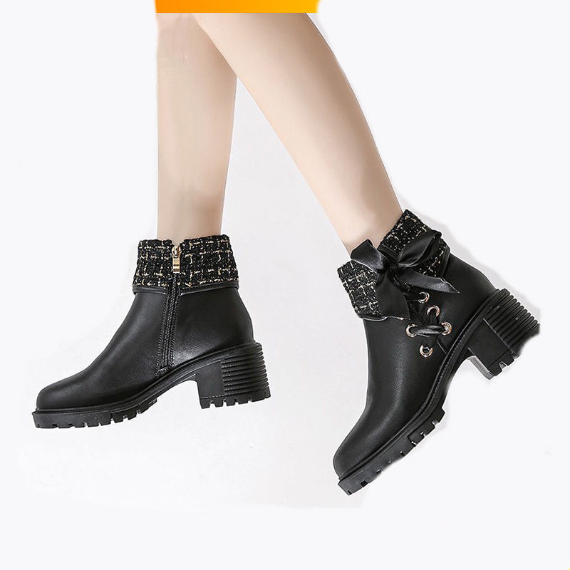 Dames Elegante Enkel Boots met Hak en Strik Detail | Ellen