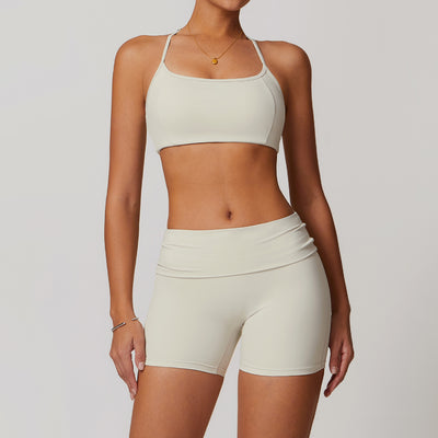 Dames Tweedelige Sneldrogend Naadloze Sportieve Yoga Set met Short en Top | Damila
