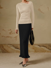 Dames Asymmetrische Top met Lange Mouwen – Elegante Shirt Top | Thyana