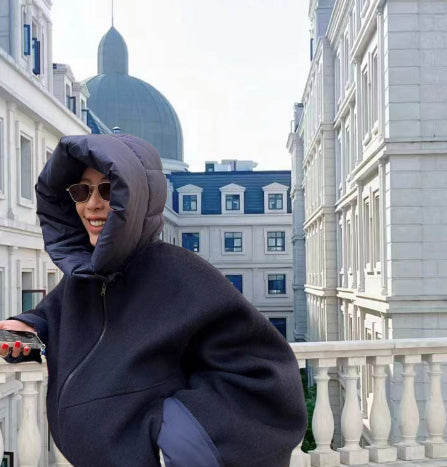 Dames Stoere Elegante Streetstyle Korte Oversized Jas met Capuchon | Baroucha