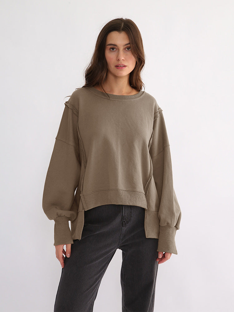 Dames Trendy Unieke Warme Stijlvolle Los Vallende Sweater met Raw Edge Details | Rewaria