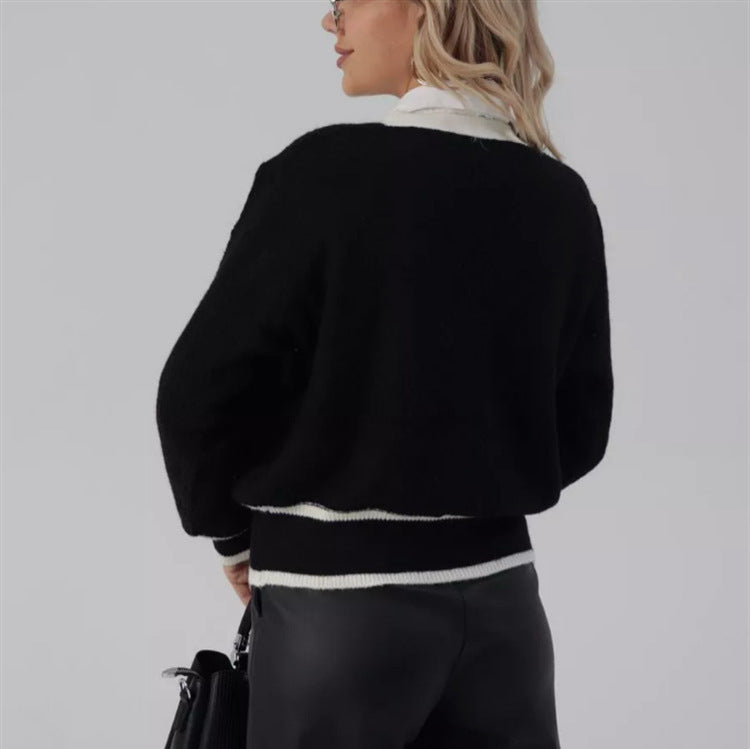 Dames Elegante Stijlvolle Parijs Look Vest met Gouden Knopen en Contrast Details | Thanely