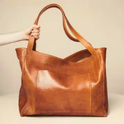 Dames Grote Leren Shopper van Gewaxt Faux Leer | Londra