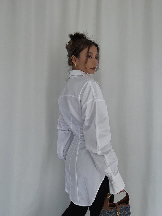 Dames Moderne Getailleerde katoenen blouse met kraag | Hazel