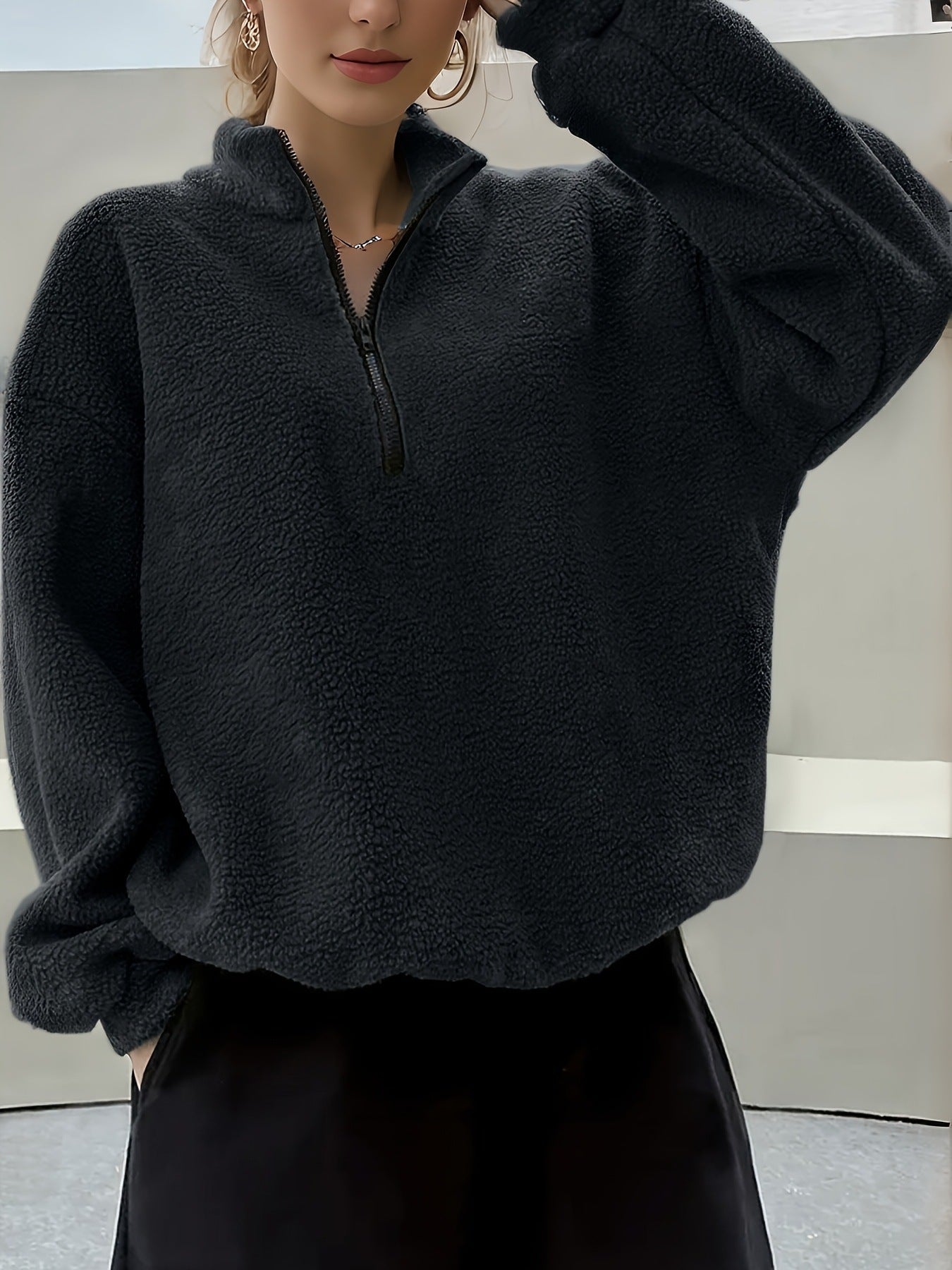 Dames warme fleece trui met halve rits | Sorella