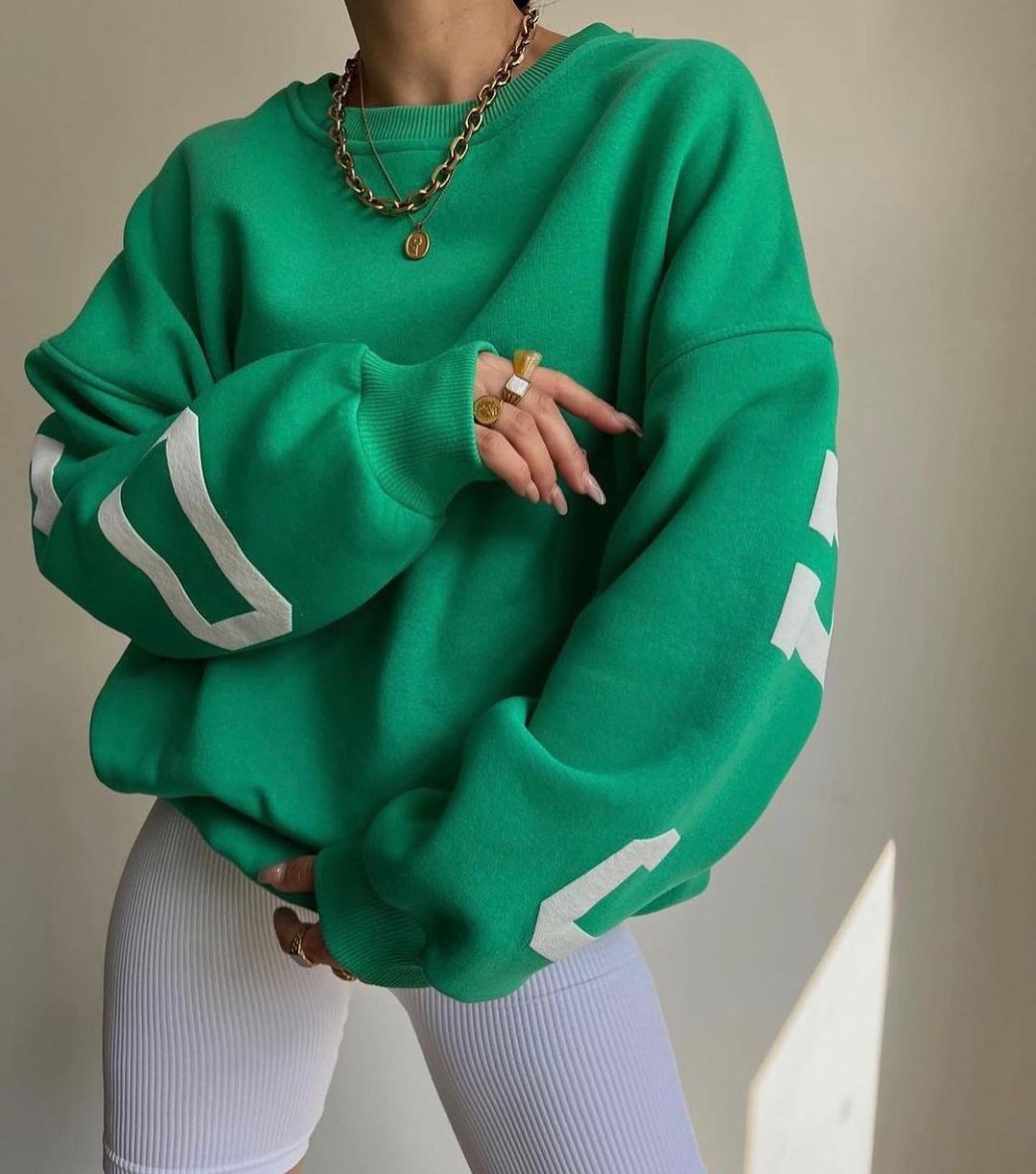 Dames Oversized Crewneck Sweater met Text Print | Selina