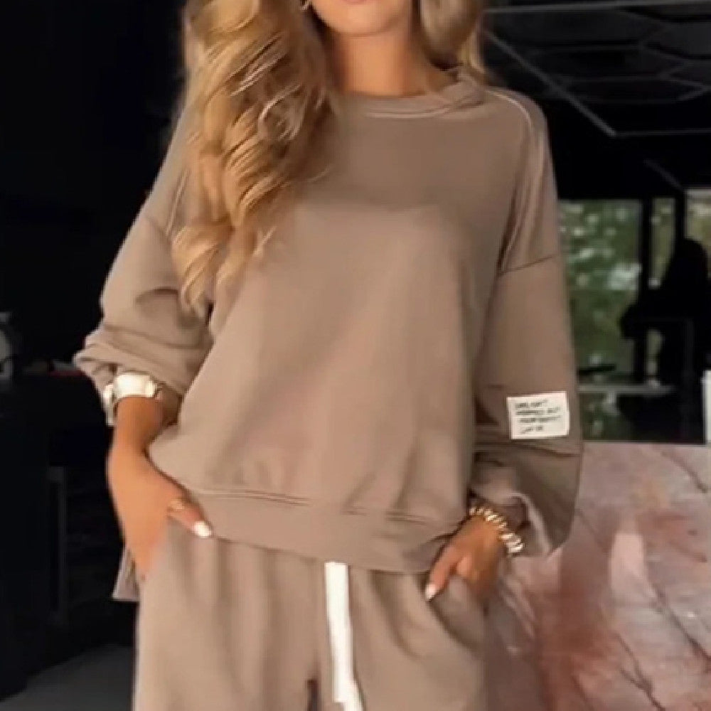 Dames Casual Comfortabele Loungewear Tweedelige Set met Jogger en Crewneck | Diandra