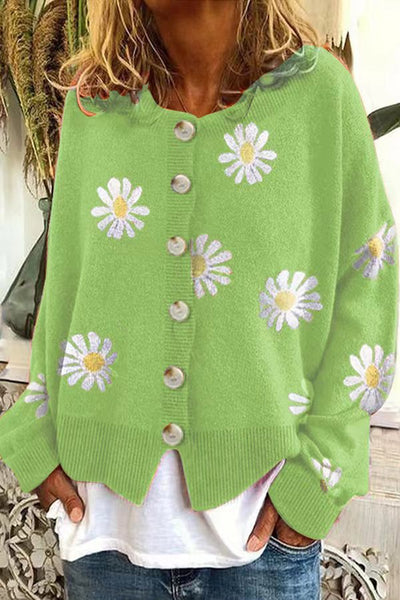 Dames Gebreid Vest met Bloemen | Roos