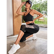 Dames Trendy Veelzijdige Hoge Taille Yoga Sport Legging met Luipaard Accent en Zakken | Amauri