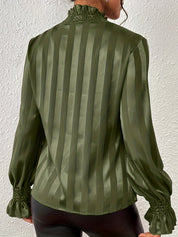Dames Satijnen Blouse met Lange Mouwen en Stijlvolle Geplooide Details | Hailey