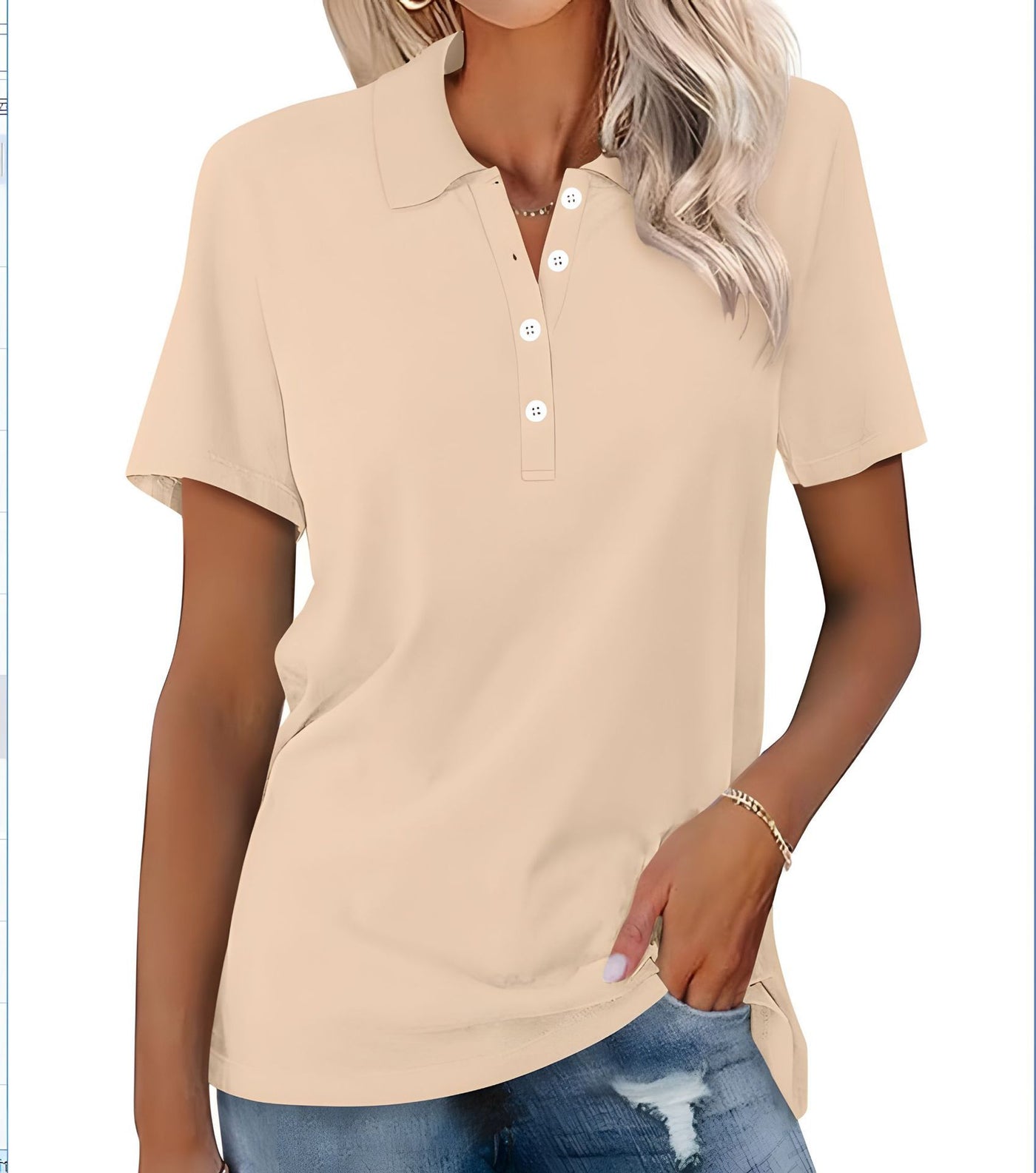 Dames Basic Veelzijdige Alledaagse Polo Top met Korte Mouwen | Tascha