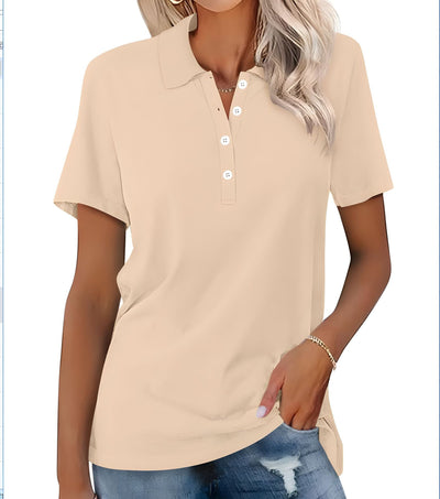Dames Basic Veelzijdige Alledaagse Polo Top met Korte Mouwen | Tascha