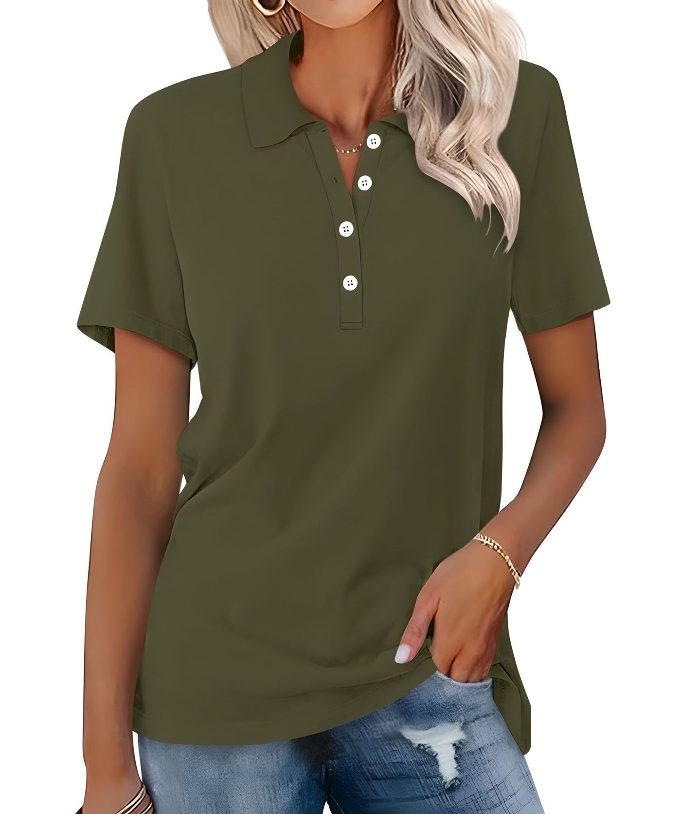 Dames Basic Veelzijdige Alledaagse Polo Top met Korte Mouwen | Tascha