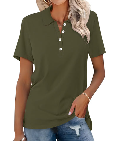 Dames Basic Veelzijdige Alledaagse Polo Top met Korte Mouwen | Tascha