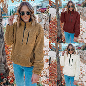 Dames Warme Teddy Fleece Trui met Hoge Kraag en Rits | Sael