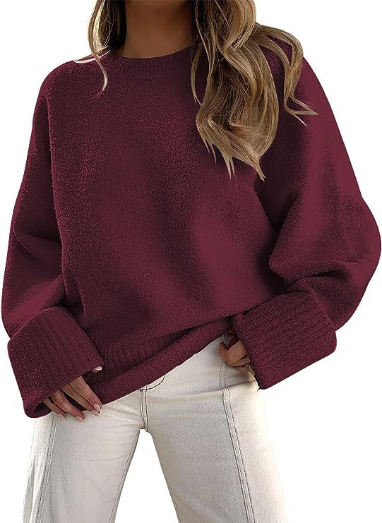 Dames Basic Oversized Veelzijdige Zachte Trui met Ronde Hals | Rumailah