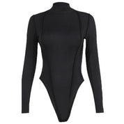 Dames Basic Rib Body met Lange Mouwen en Opstaande Kraag | Taszya