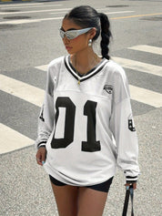 Dames Oversized Football T-shirt met Nummerprint | Sporty Streetstyle Statement | Glaudia