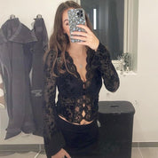Dames Trendy Mesh Top met Kant en Panterprint | Tiona