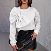 Dames Luxe Elegante EyeCatcher Crewneck Sweater met Strik Detail | Salira