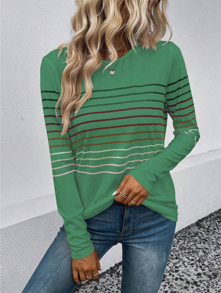 Dames Basic Elegante Stijlvolle Lange Mouwen T-Shirt met Strepen | Tranisa