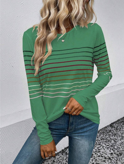 Dames Basic Elegante Stijlvolle Lange Mouwen T-Shirt met Strepen | Tranisa