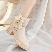 Dames Elegante Enkel Boots met Hak en Strik Detail | Ellen