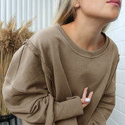 Dames Trendy Unieke Warme Stijlvolle Los Vallende Sweater met Raw Edge Details | Rewaria