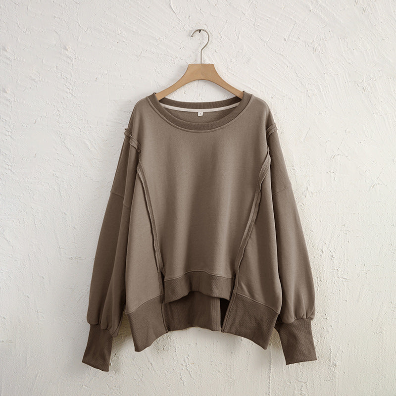 Dames Trendy Unieke Warme Stijlvolle Los Vallende Sweater met Raw Edge Details | Rewaria