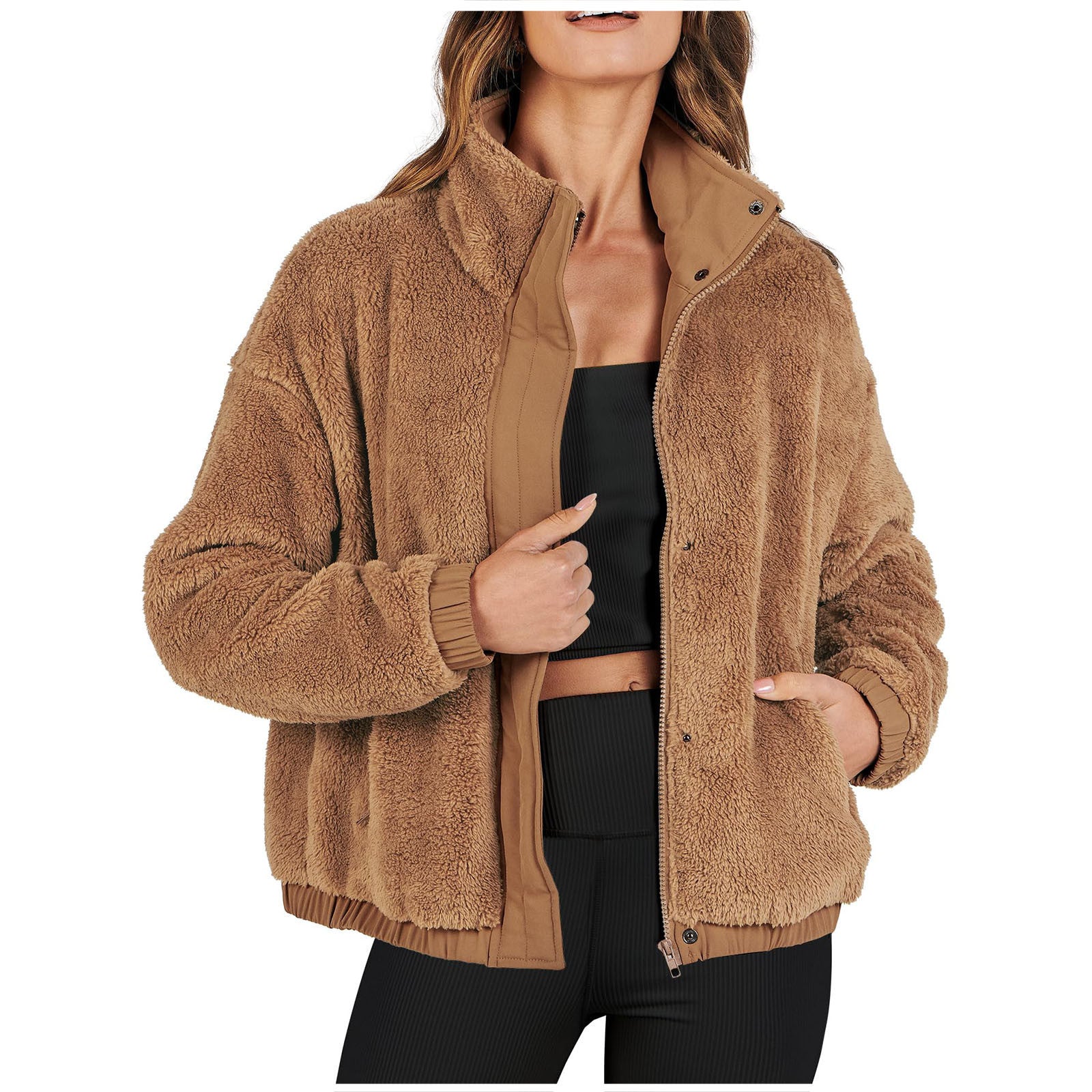 Dames Elegante Zachte Warme Trendy Teddy Bomber Jas | Bosida