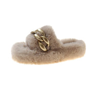 Dames Luxe Trendy Faux Fur Slippers met Ketting Detail | Eshara