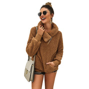 Dames Veelzijdige Elegante Warme Teddy Trui met Kraag en Rits Detail | Shelva