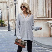 Dames Modieuze Elegante Stijlvolle Gebreide Trui met V-Hals en Cut-Out Detail | Royce