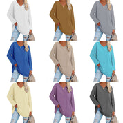 Dames Casual Oversized T-shirt met V-hals en Lange Mouwen | Toba