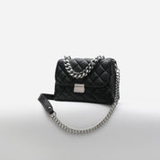 Dames Trendy Schoudertas met Quilted Patroon en Zilverkleurige Ketting | Laphael