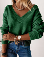 Dames Veelzijdige Elegante Basic Gebreide Trui met V-hals | Rowana