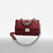 Dames Trendy Schoudertas met Quilted Patroon en Zilverkleurige Ketting | Laphael