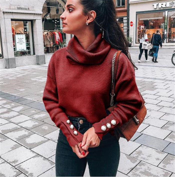 Dames Zachte Elegante Modieuze Coltrui met Parel Knopen | Rubia