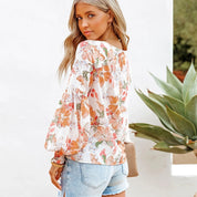 Dames Trendy Stijlvolle Bloemen Print Top met Pof Mouwen | Hester