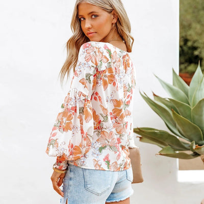 Dames Trendy Stijlvolle Bloemen Print Top met Pof Mouwen | Hester