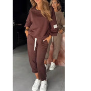 Dames Casual Comfortabele Loungewear Tweedelige Set met Jogger en Crewneck | Diandra