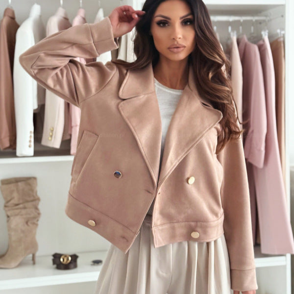 Dames Stijlvolle Korte Jas met Knopen | Basira