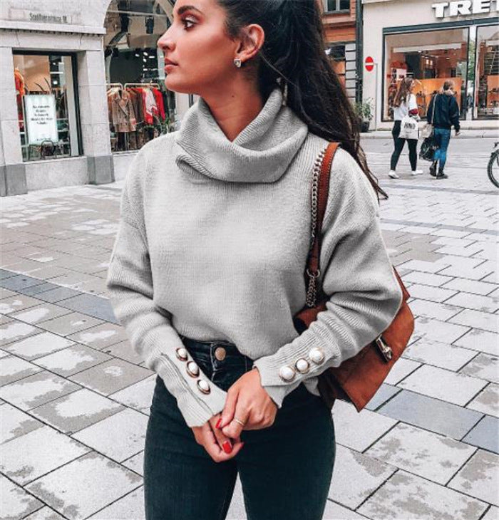 Dames Zachte Elegante Modieuze Coltrui met Parel Knopen | Rubia