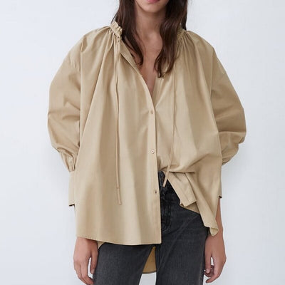 Dames Elegante Stijlvolle Trendy Oversized Blouse met Strikkoord | Helly