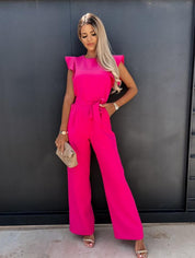 Dames Trendy Jumpsuit met Hoge Taille en Strikceintuur | Aveida